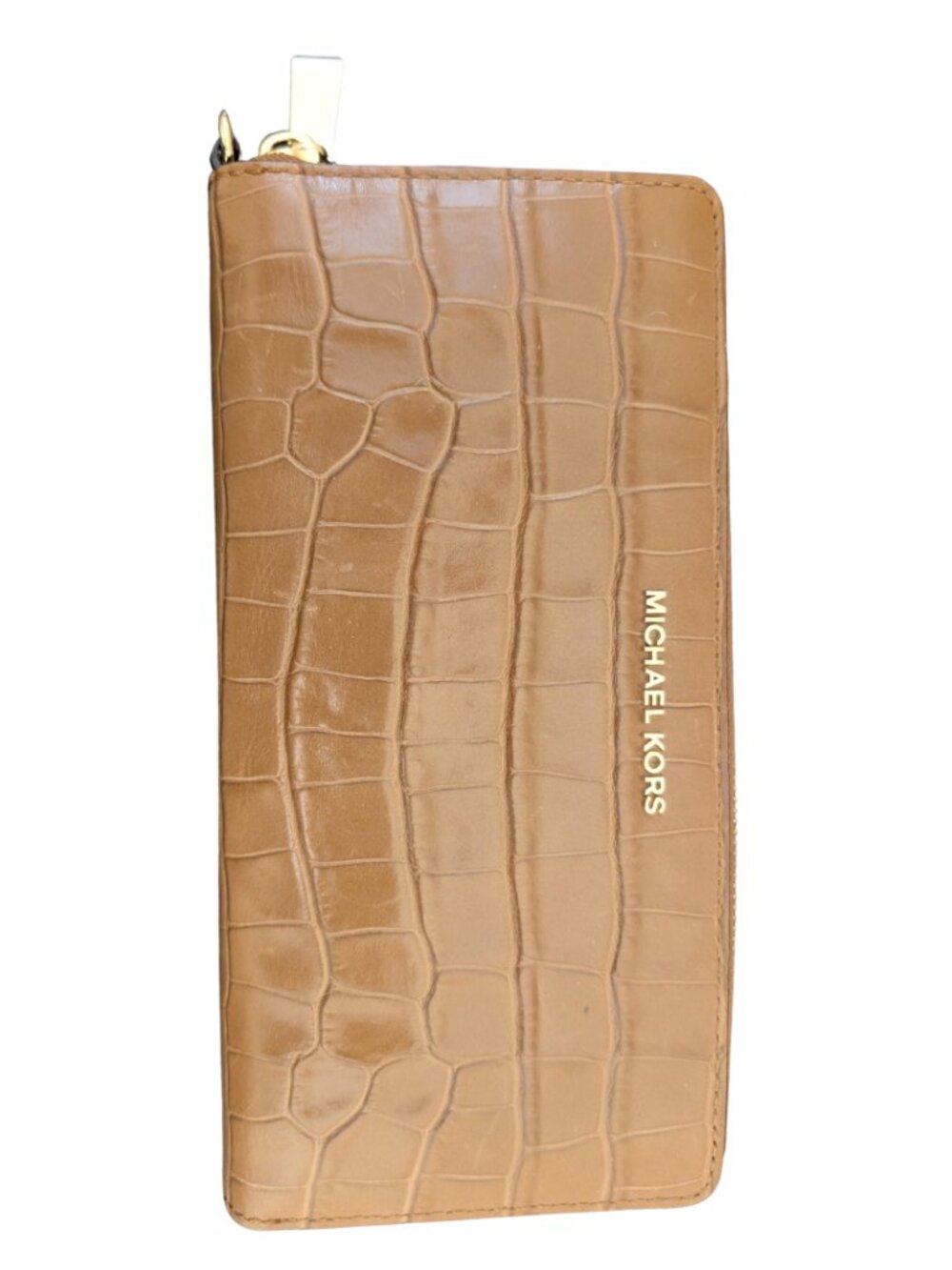 Michael Kors Faux Crocodile Tan Jet Set Wallet